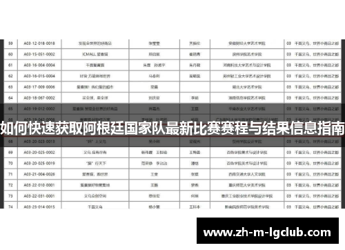 如何快速获取阿根廷国家队最新比赛赛程与结果信息指南